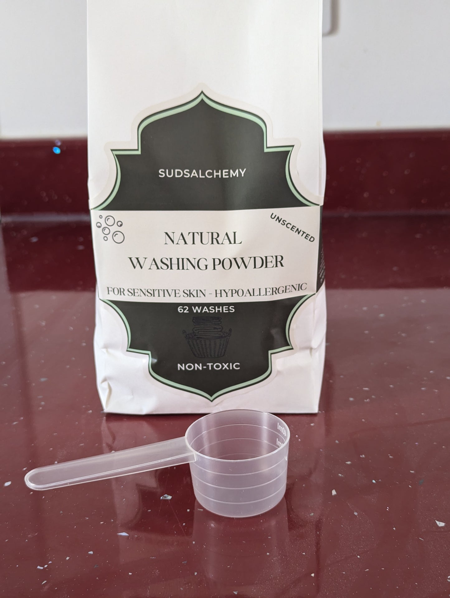SudsAlchemy Natural Washing Powder - 62 washes, Non-Toxic, Eco Friendly, For Sensitive Skin - HYPOALLERGENIC