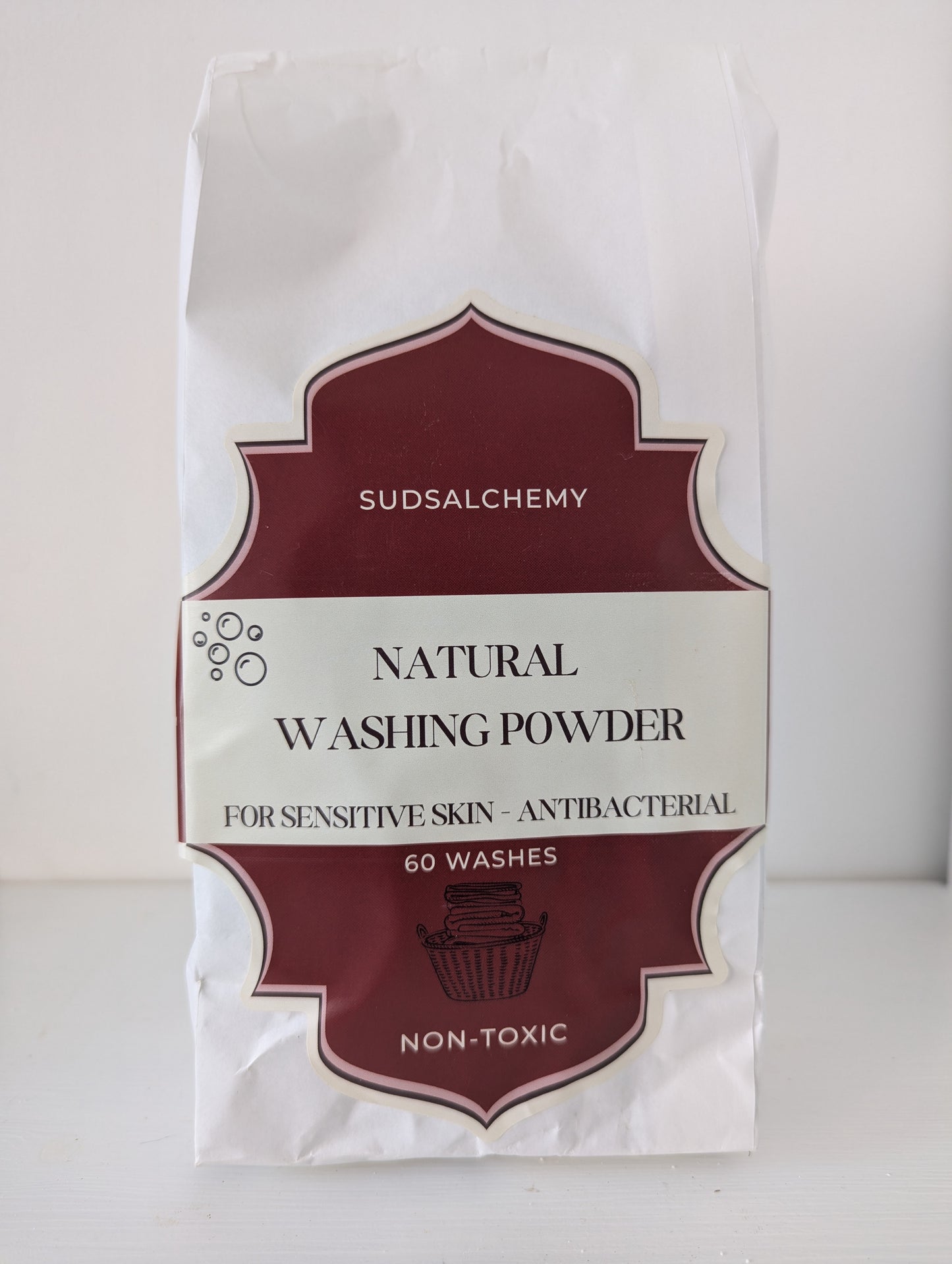 SudsAlchemy Natural Washing Powder - 60 washes, Antibacterial, Non-Toxic, Eco Friendly - for Sensitive Skin // Grapefruit